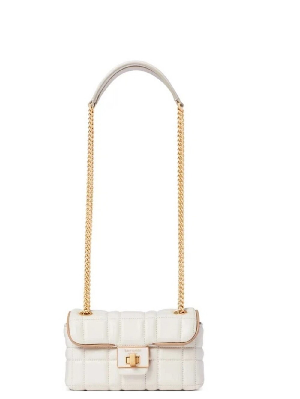 Kate spade evelyn quilted bag small shoulder crossbody (ivory white, gold) - Picture 2 of 12
